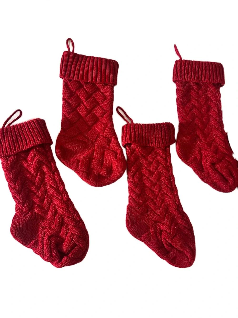 Cable Knit Christmas Stockings Holiday Mantel Decor Rustic Farmhouse Set 5